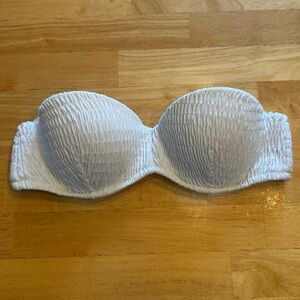 White Smocked Strapless Bikini Top – Size S